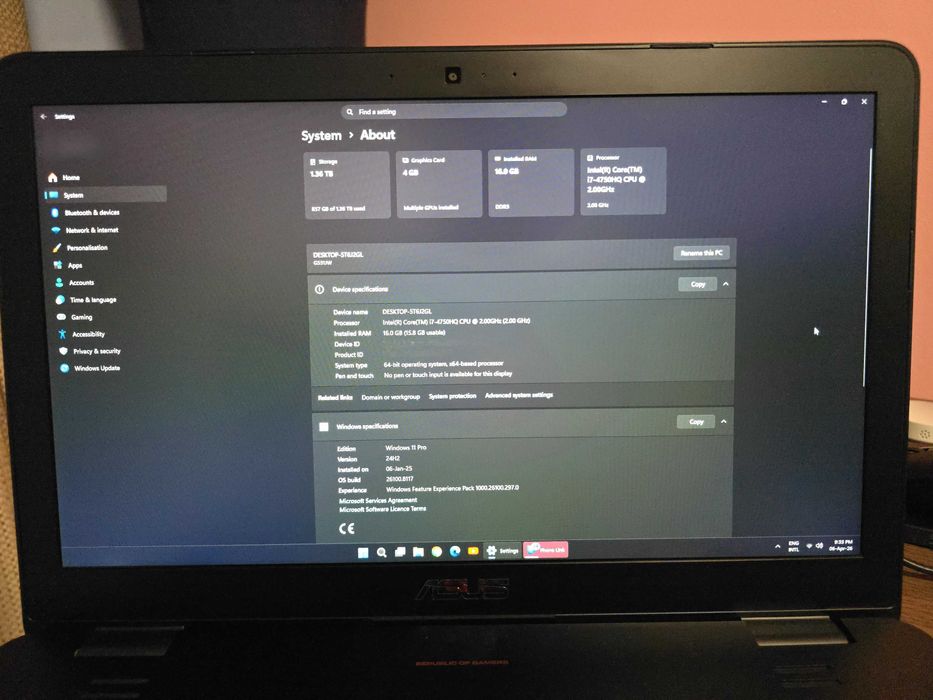 Laptop ASUS ROG G551JW