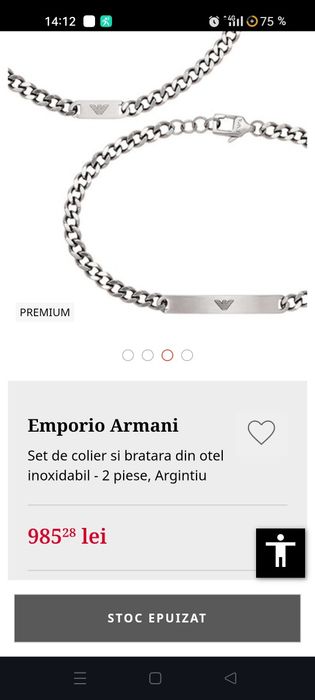 Set lanț și brățară Emporio Armani Steel