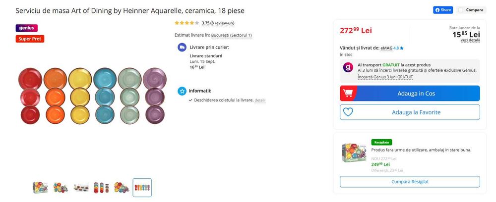 Serviciu de masa ceramica 18 pcs AQUARELLE, ART OF DINING BY HEINNER