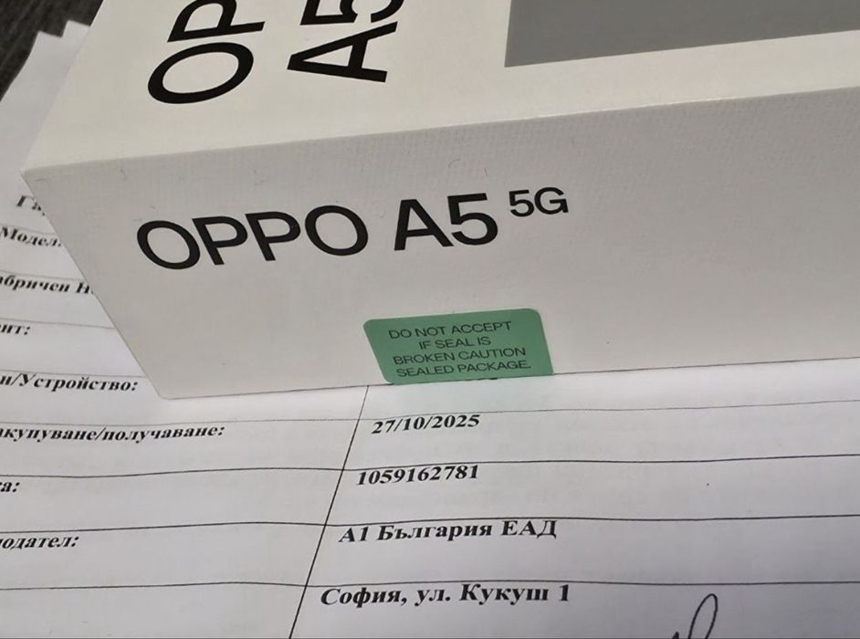 ЗАПЕЧАТАН 128GB Oppo A5 5G Гаранция А1 2027г. Black Green | Зелен
