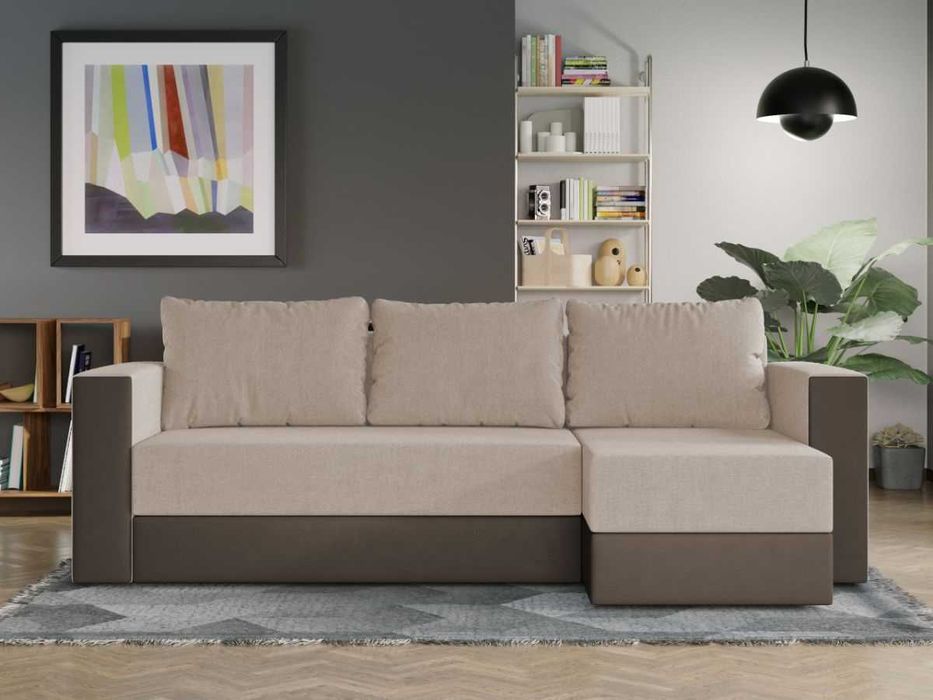 Coltar Extensibil Alfa Stofa Bej / Piele Maro - Transport Gratuit