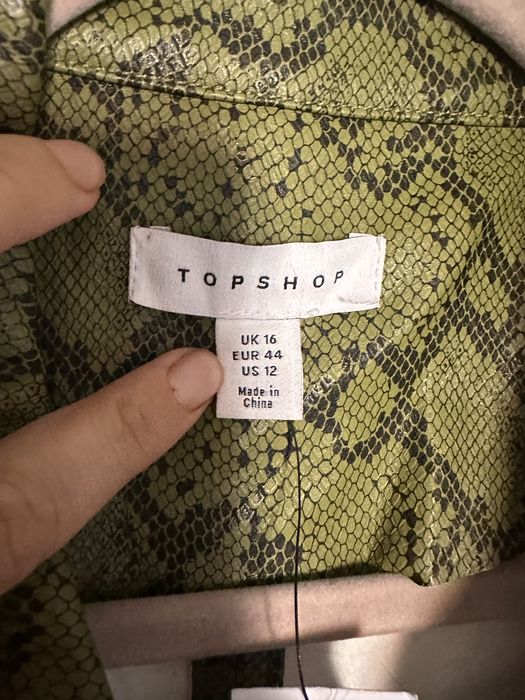 Topshop tricou imitatie piele verde marime M/L