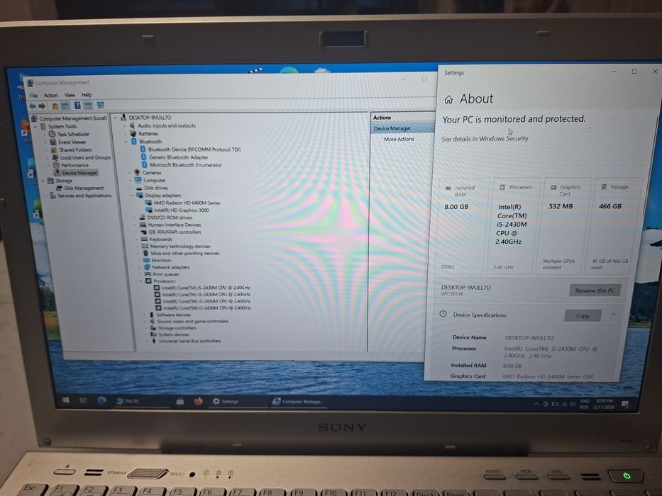 Sony Vaio, Intel i5, 8 gb ram, 500 gb, video dedicat, Bluetooth Full HD