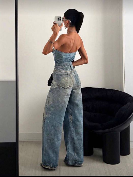 дамски дънков гащеризон L