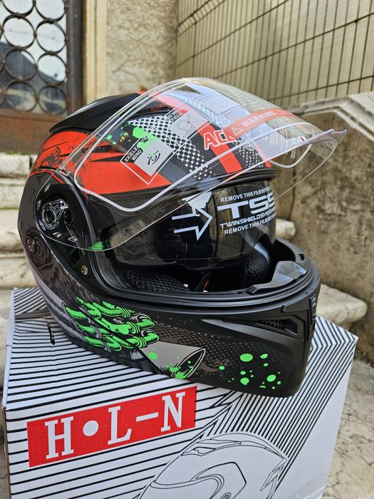Casca ATV-Moto Full face cu ochelari integrați și bluetooth