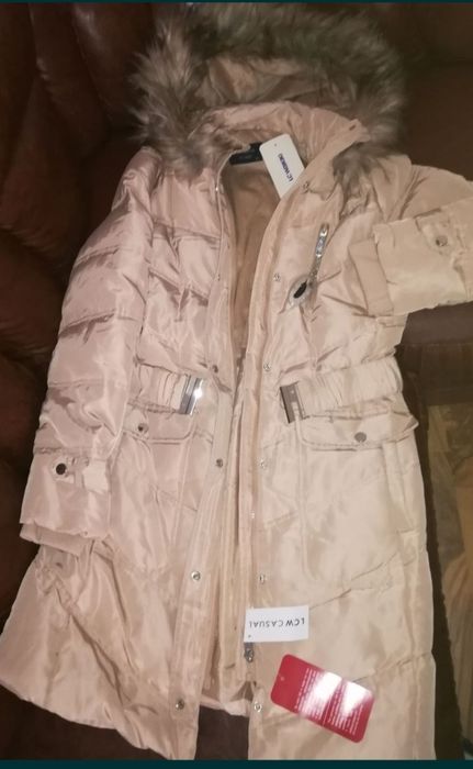 Geaca puf bej, Tom Tailor XL, matlasata, gluga, buzunare, Palton Tom T