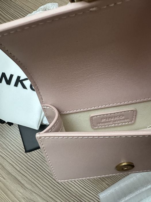 Оригинална чанта Pinko micro model в розов цвят