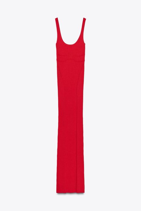 Zara червена плетена рокля