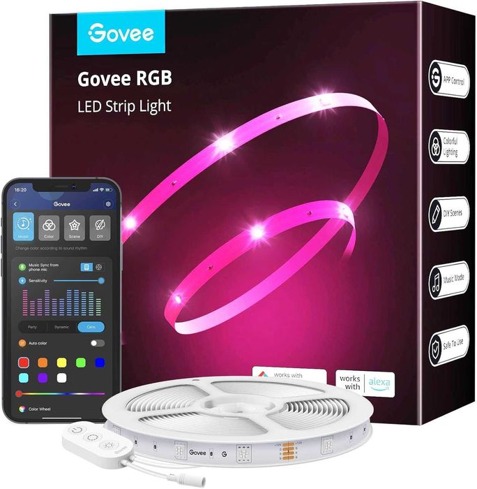 Govee H615B интелигентни RGB LED ленти, Wi-Fi, Bluetooth, дистанционно