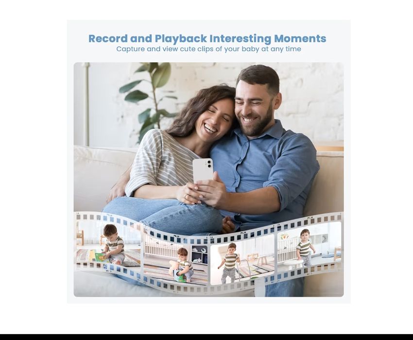 Monitor pentru bebeluși ieGeek 2K cu ecran divizat,