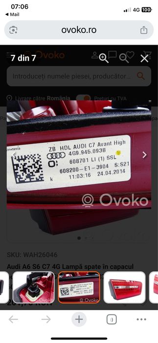 Tripla portbagaj audi a6c7