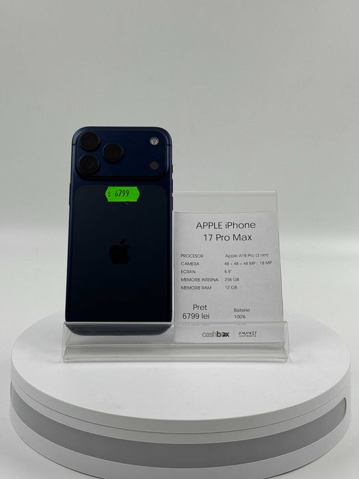 Apple iPhone 17 Pro Max 256 GB 100% baterie Garantie 24 luni CashBox