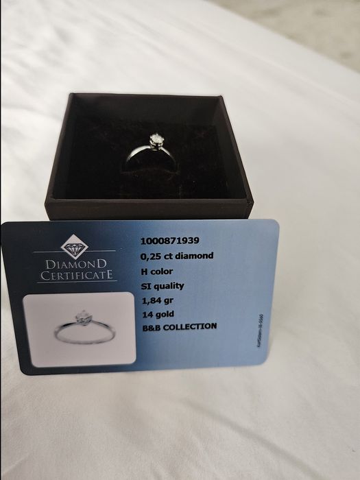 Vand inel aur alb cu diamant 0.25K