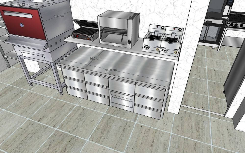 Расстановка кухни 3д