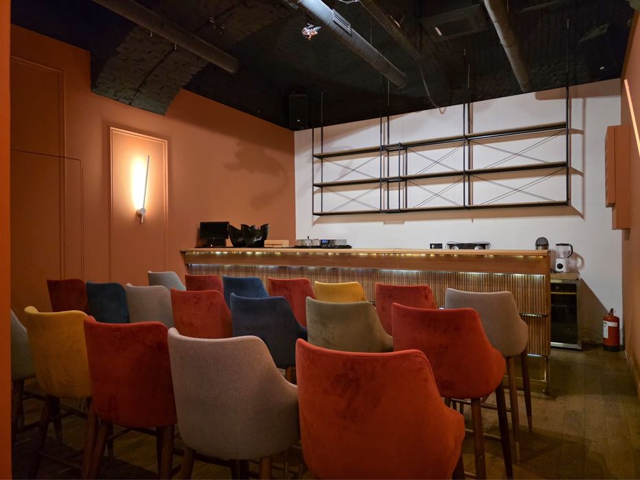 Scaune bar catifea, lemn masiv — model Duval