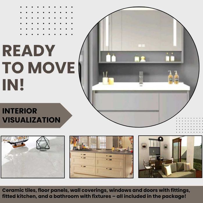 O casă modulară nouă, la cheie, cu structură din lemn 77m2 cu intrare.