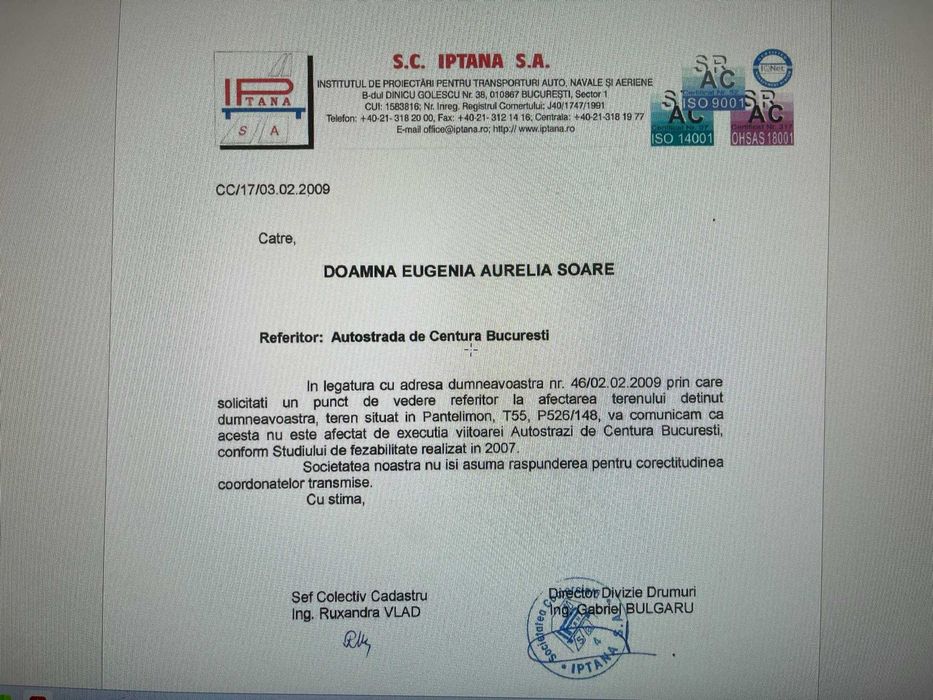 Teren vanzare Cernica Pantelimon