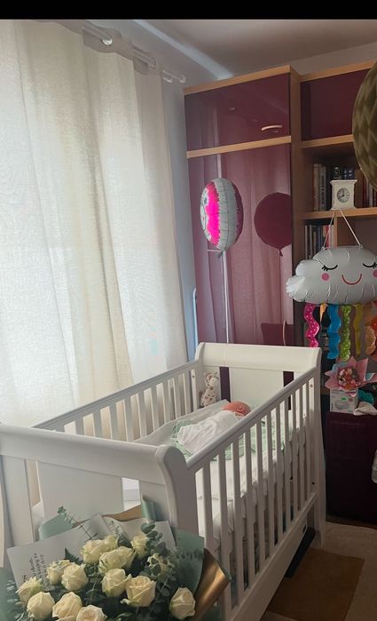 Patut Tutti bambini Alb cu sertar din lemn masiv