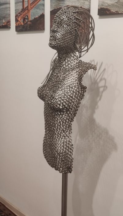 Metal art -bust de femeie din piulite inox