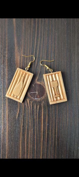 Cercei handmade din lemn de tei