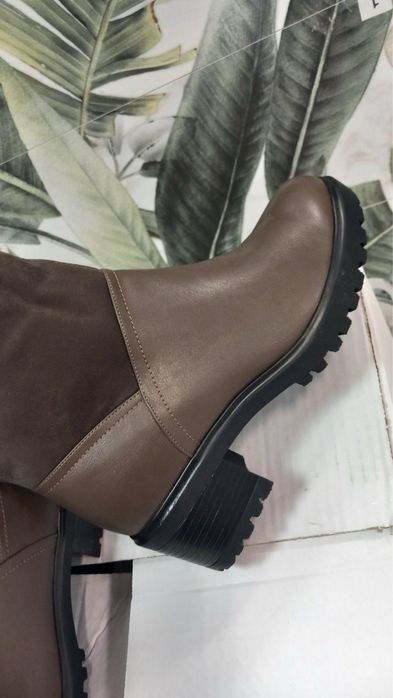 Зимни ботуши от естествена кожа и велур