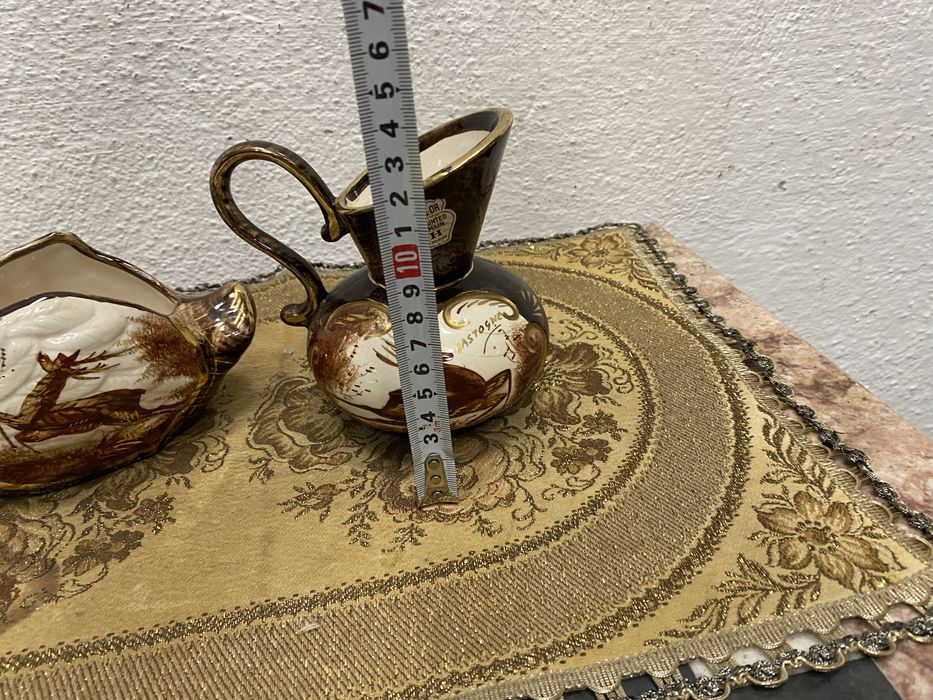 Ваза кутия Двоен сет от порцелан белгия с ловен мотив