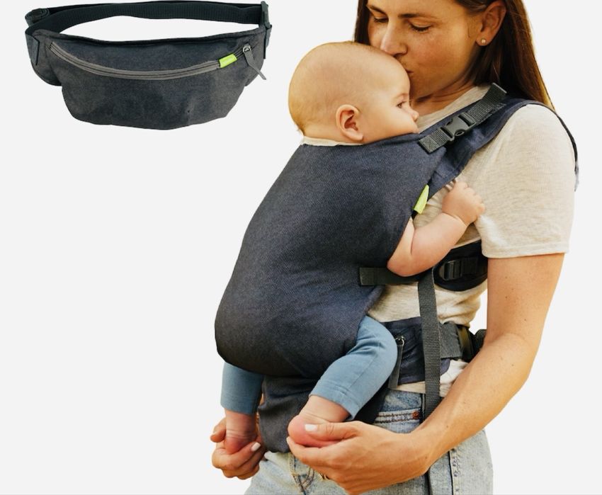 Marsupiu ergonomic pentru bebelusi, Infantino, 2 in 1, Gri inchis