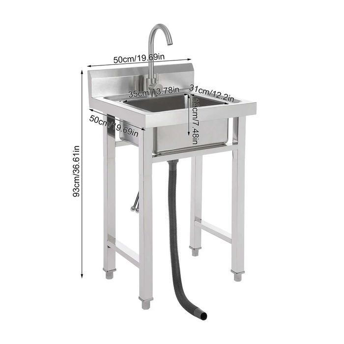 Chiuveta inox cu suport baterie 50x50cm casnic restaurant noua