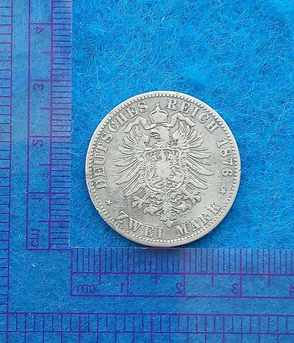 монета серебро  2марки 1876г Пруссия