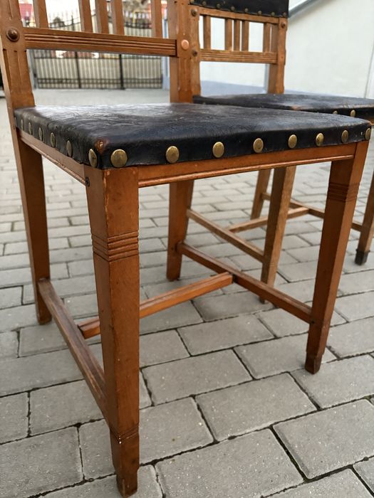 Scaune vintage piele lemn