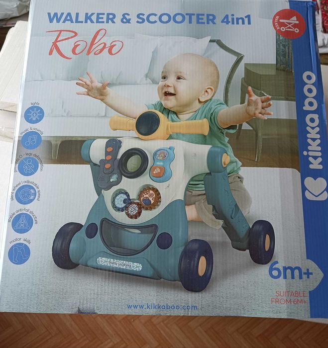Проходилка & Скутер 4 в 1 KikkaBoo - Robo, Beige