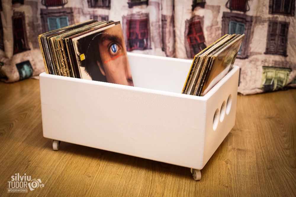 Ladita de VINILURI HANDMADE discuri pickup depozitare LP lemn VINIL