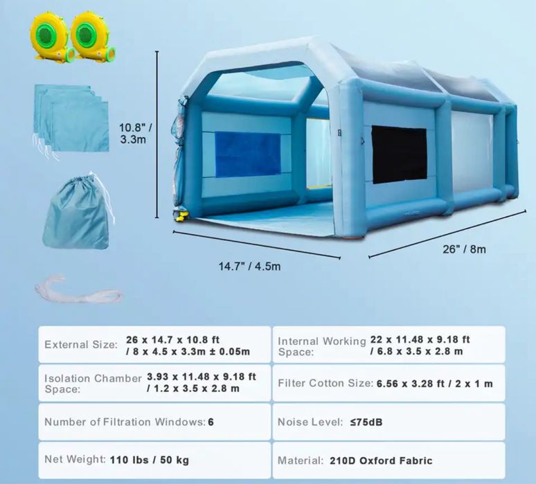 Промоция!! Мобилна Надуваема Камера за боядисване за бояджийски услуги