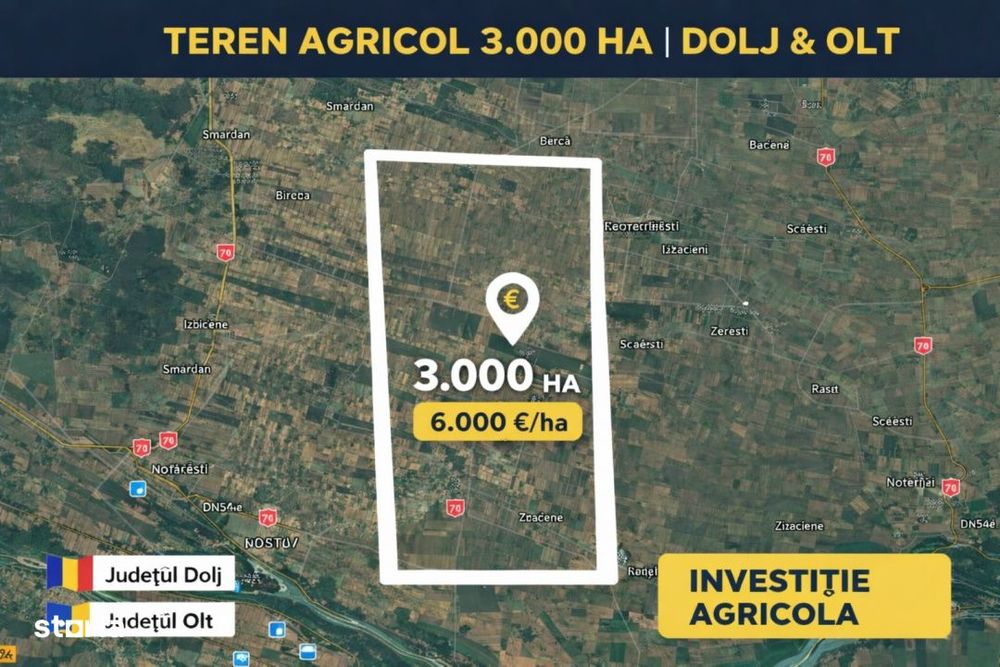Portofoliu Agricol Premium 3.000 Ha Sudul Romaniei Oportunitate Invest