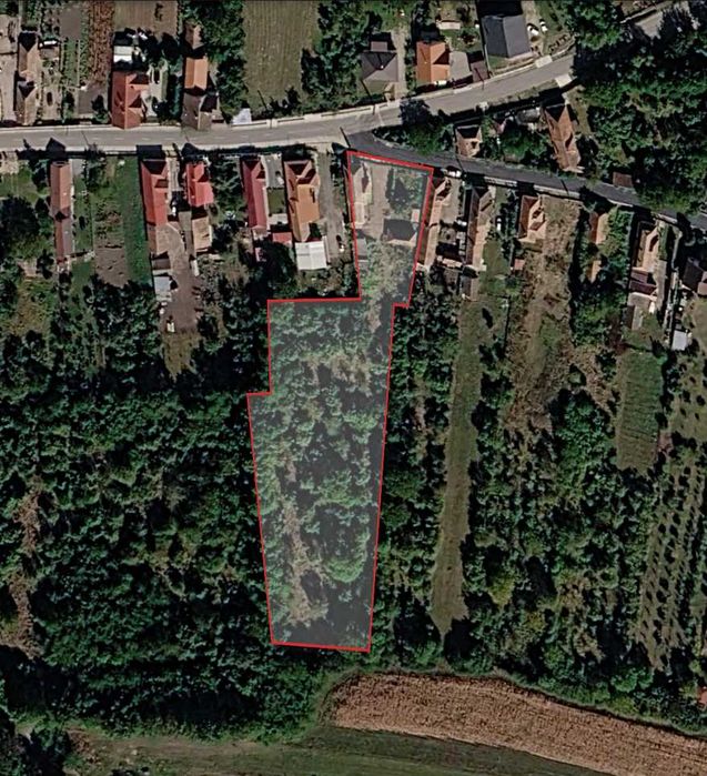 Teren intravilan 5.971 mp, Săndulești (centru) – Livadă, 2 case, potențial parcelare