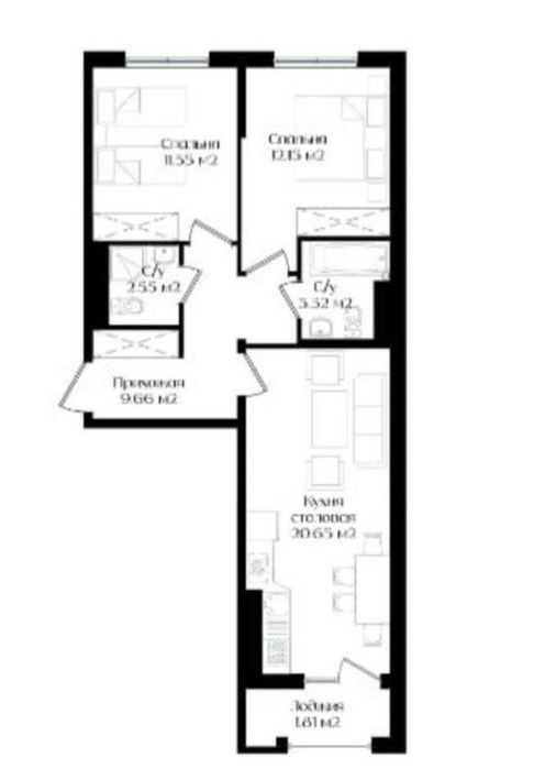 Продам в строящемся ЖК Harizma 2(62м2)/11/12