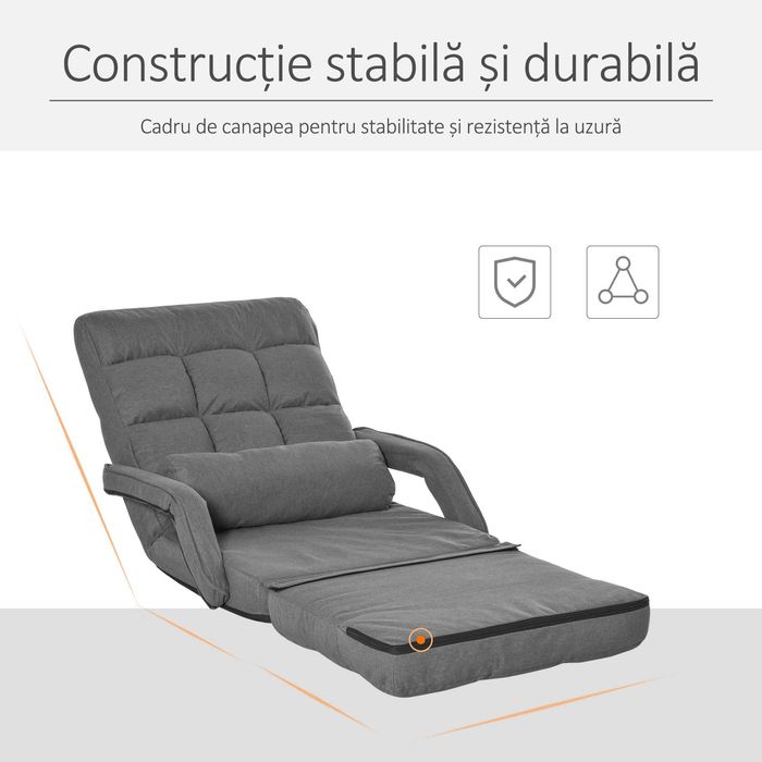 Fotoli Pat reglabil pe 5 nivele , GRI , HOMCOM X2