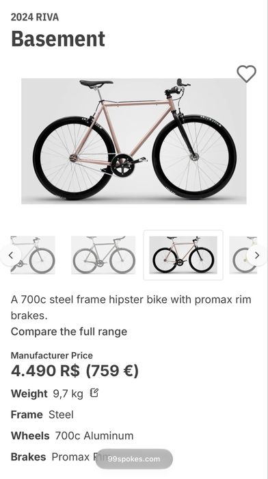 Bicicleta Single Speed / Fixie - Riva Basement