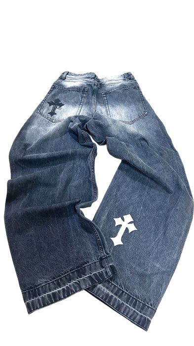 blugi super baggy custom bershka x chrome hearts