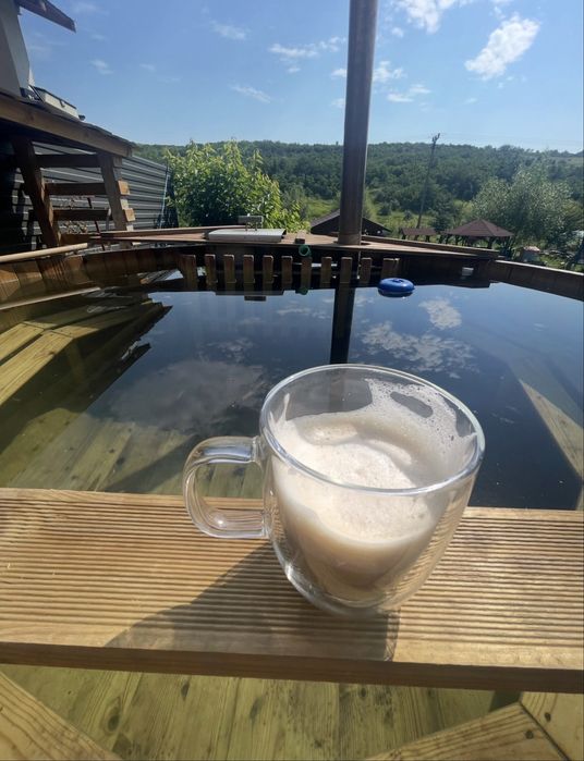 Vand ciubar de lemn 8-10 persoane diametru 250cm + soba sistem filtre