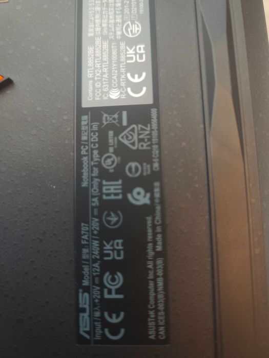 ASUS TUF A17 FA707 4070видео карта рузен 9 цена1300 евро