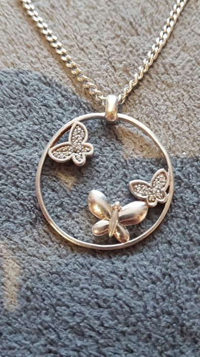 Lantisor argint 925 dama,pandantiv fluturasi,stare f buna,44 cm