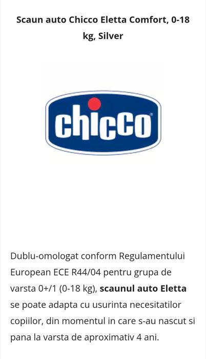 Scaun auto Chicco copii