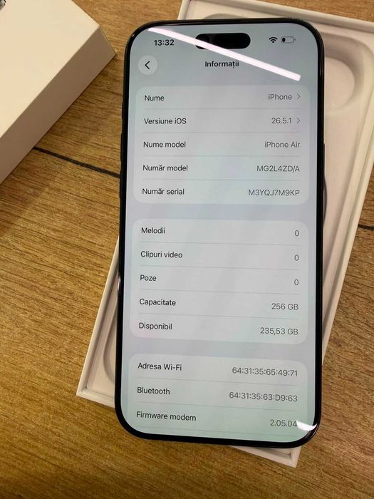 Apple iPhone Air 256GB Black 100% Baterie 56 Cicluri Garanție 24 Luni Factură Altex Ca Nou