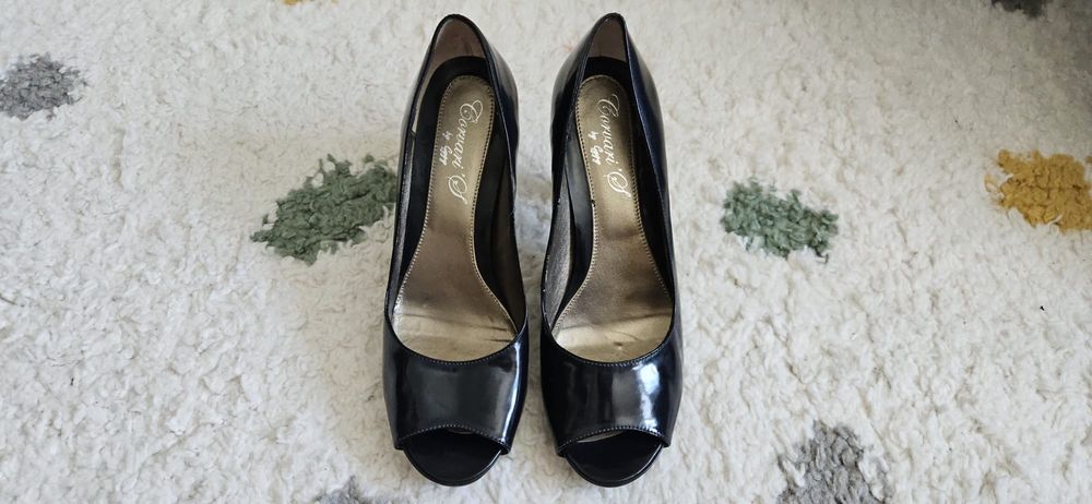 Pantofi eleganți Bonavi Shoes, negri, mărimea 38, toc înalt, piele, dama