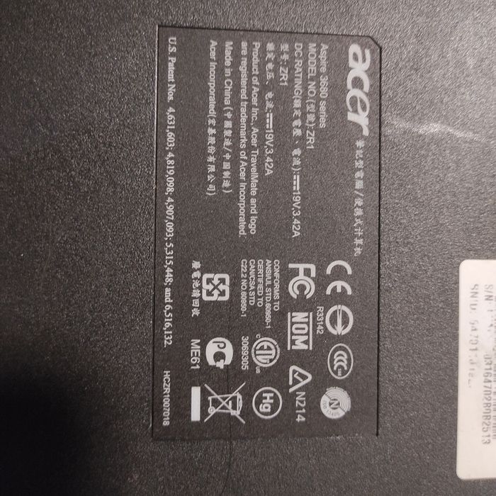 Ноутбук acer aspire 3682 WXMI