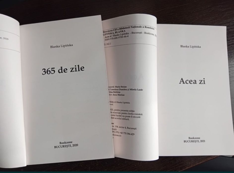 Carte "365 zile" și Carte "Acea zi" (part 2) de Blanka Lipinska