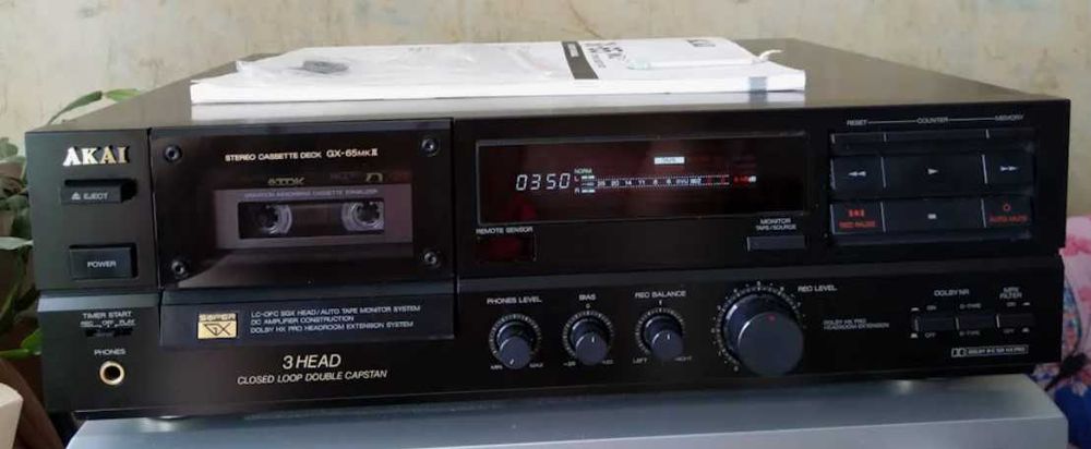 Кассетная дека AKAI GX-65 (Japan) с пультом+кабель+3 кассеты