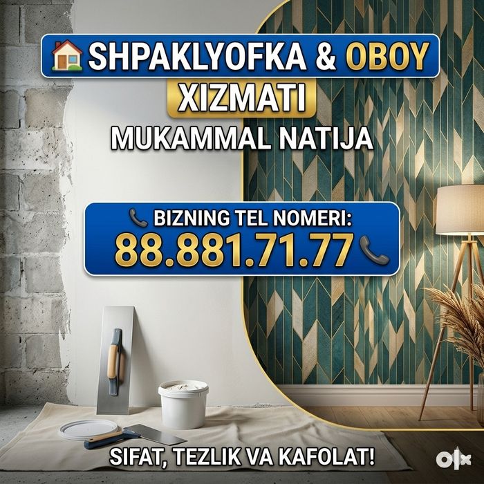 Шпаклевка и Обои – Remont evro kosmetika osvejit qilamiz