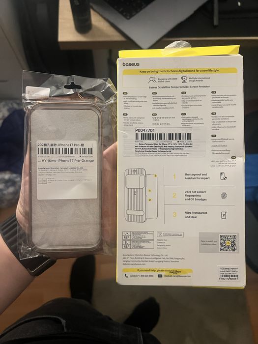 Husa Orange + Folie sticla Baseus iPhone 17 Pro